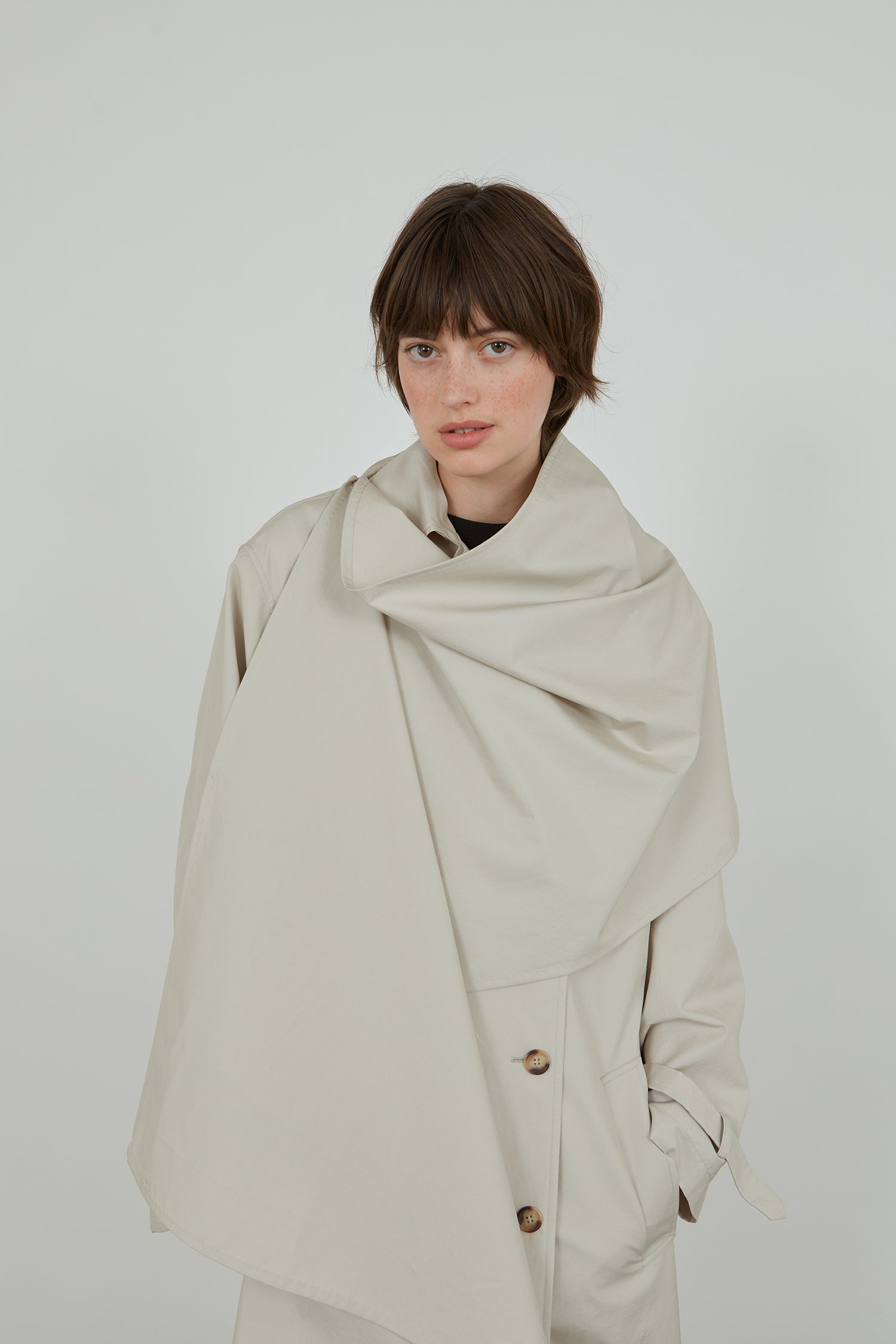 Alex trench coat & Macha scarf | Beige - Water repellent cotton 