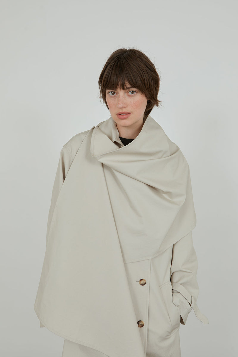 Alex trench coat & Macha scarf | Beige - Water repellent cotton