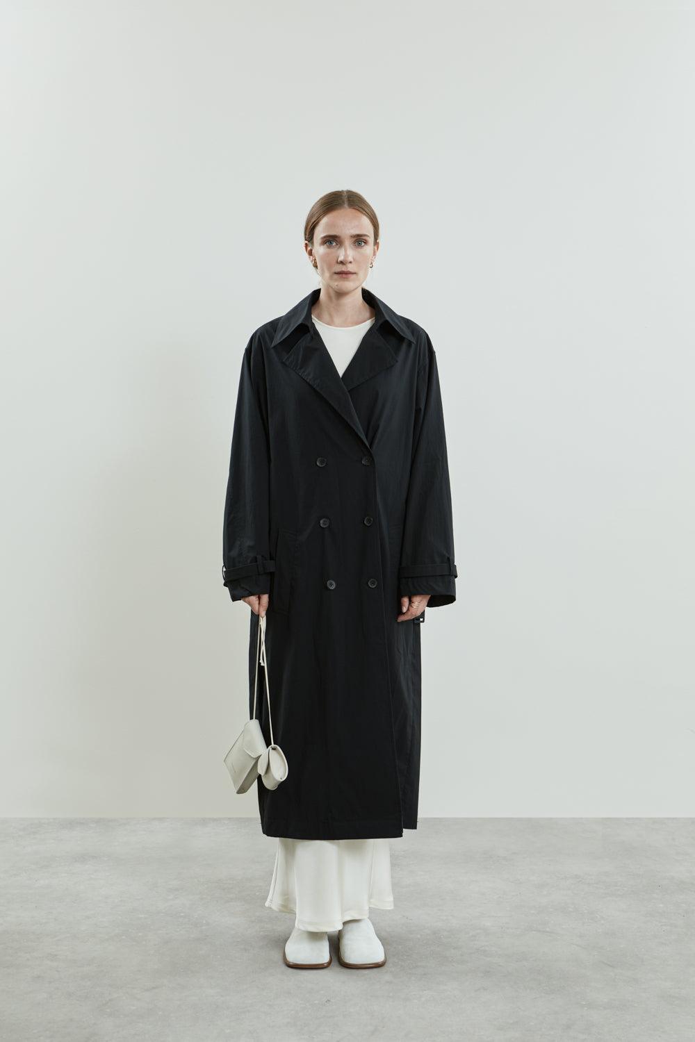 Alex coat & Macha scarf | Black - Water repellent cotton