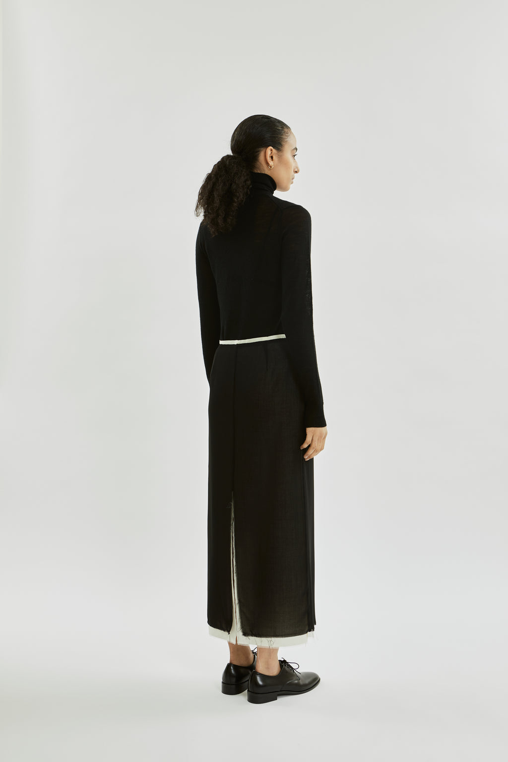 Alvida skirt raw | Black off white - Virgin wool