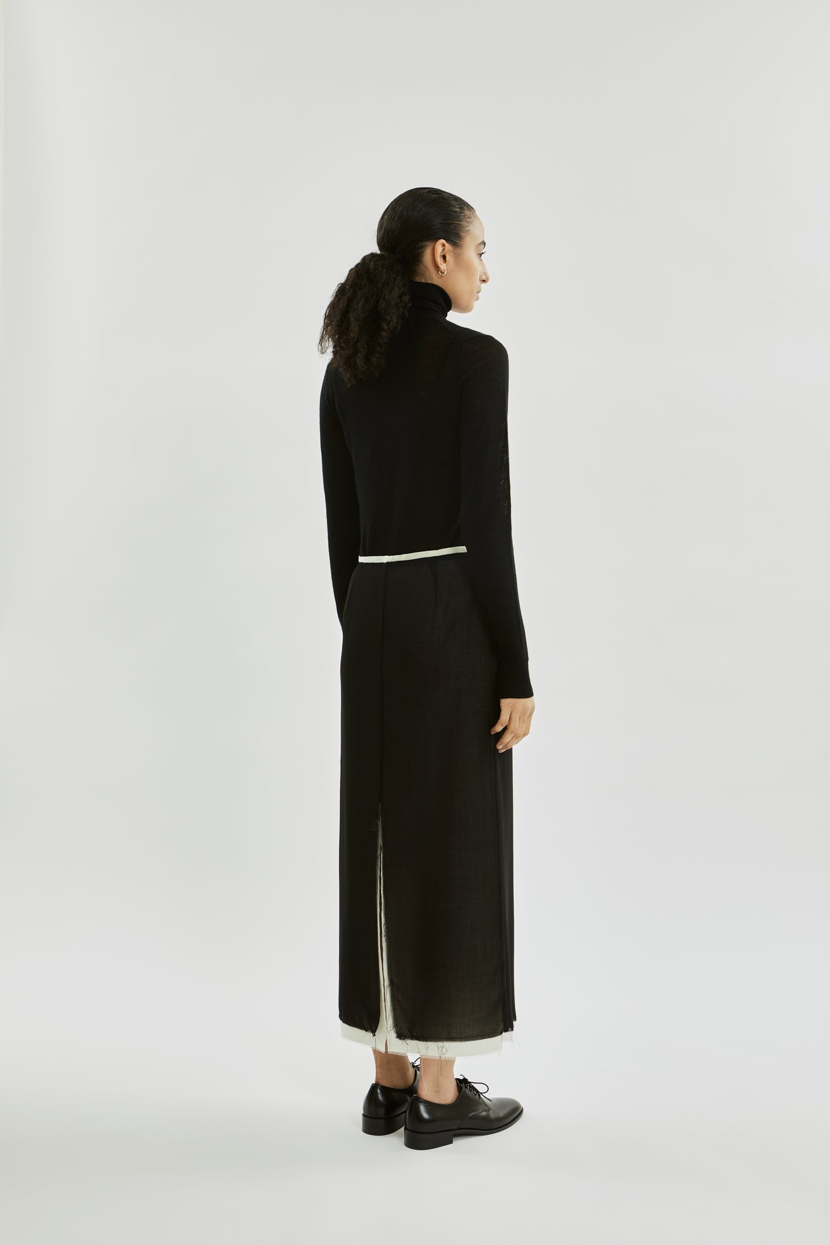 Alvida skirt raw | Black off white - Virgin wool