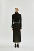 Alvida skirt raw | Black off white - Virgin wool