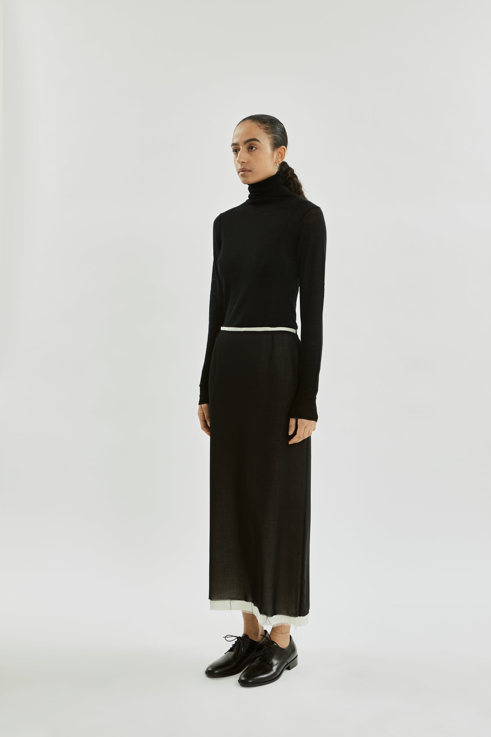 Alvida skirt raw | Black off white - Virgin wool