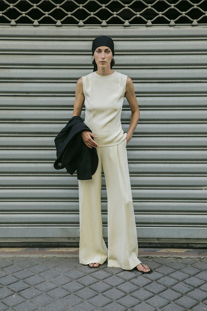 Asami trousers | Butter Yellow - Crepe silk