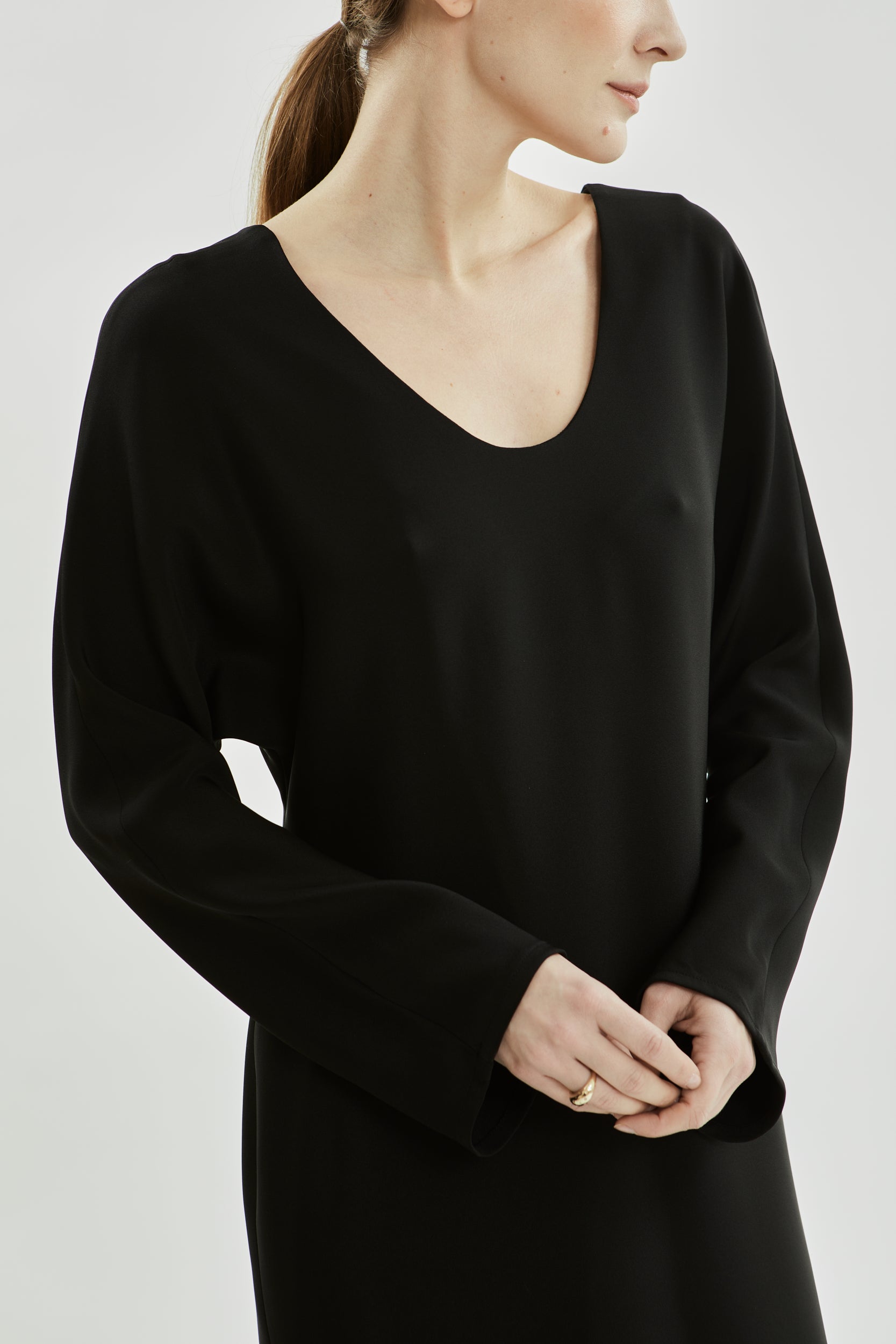 Angelina dress | Black - Crepe silk