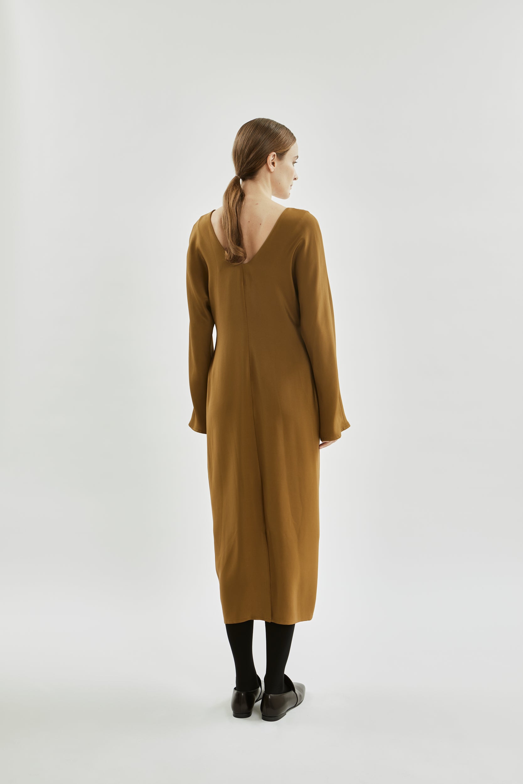 Angelina dress | Bronze - Crepe silk