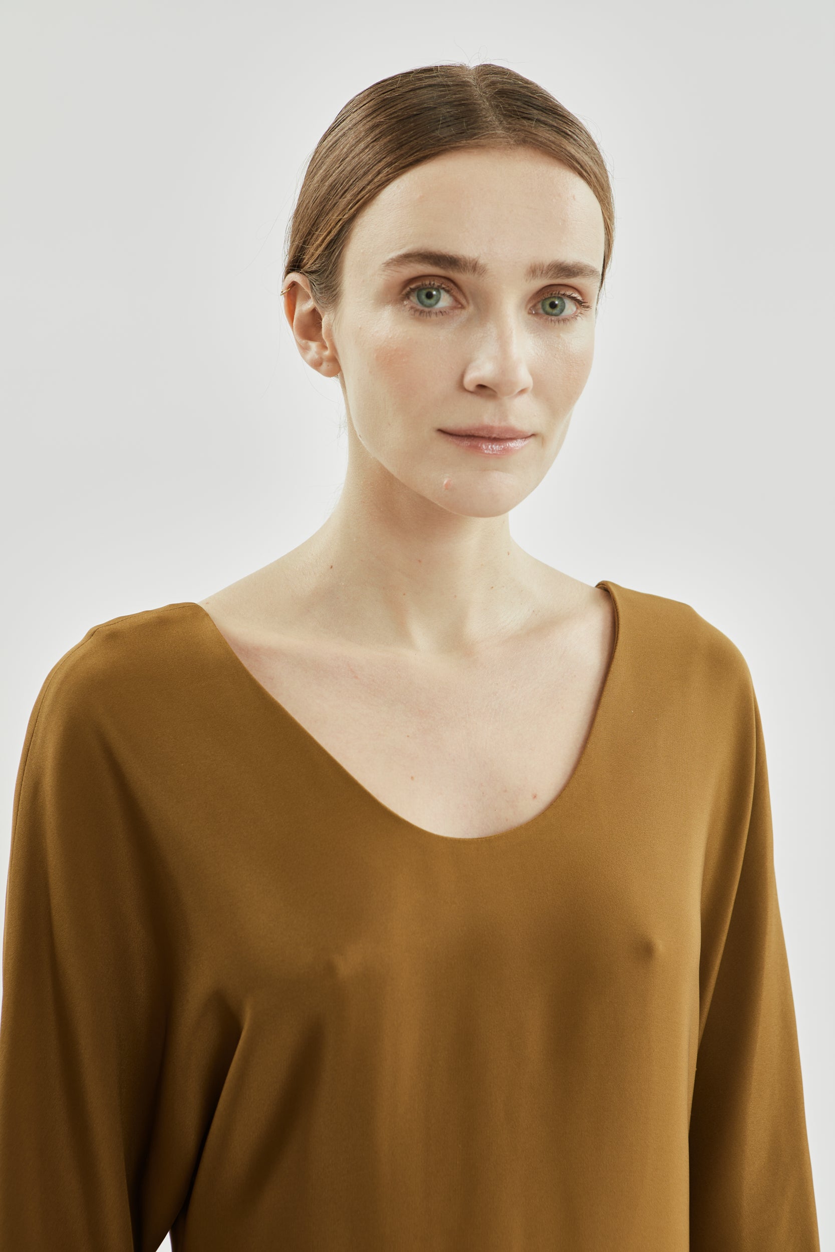 Angelina dress | Bronze - Crepe silk