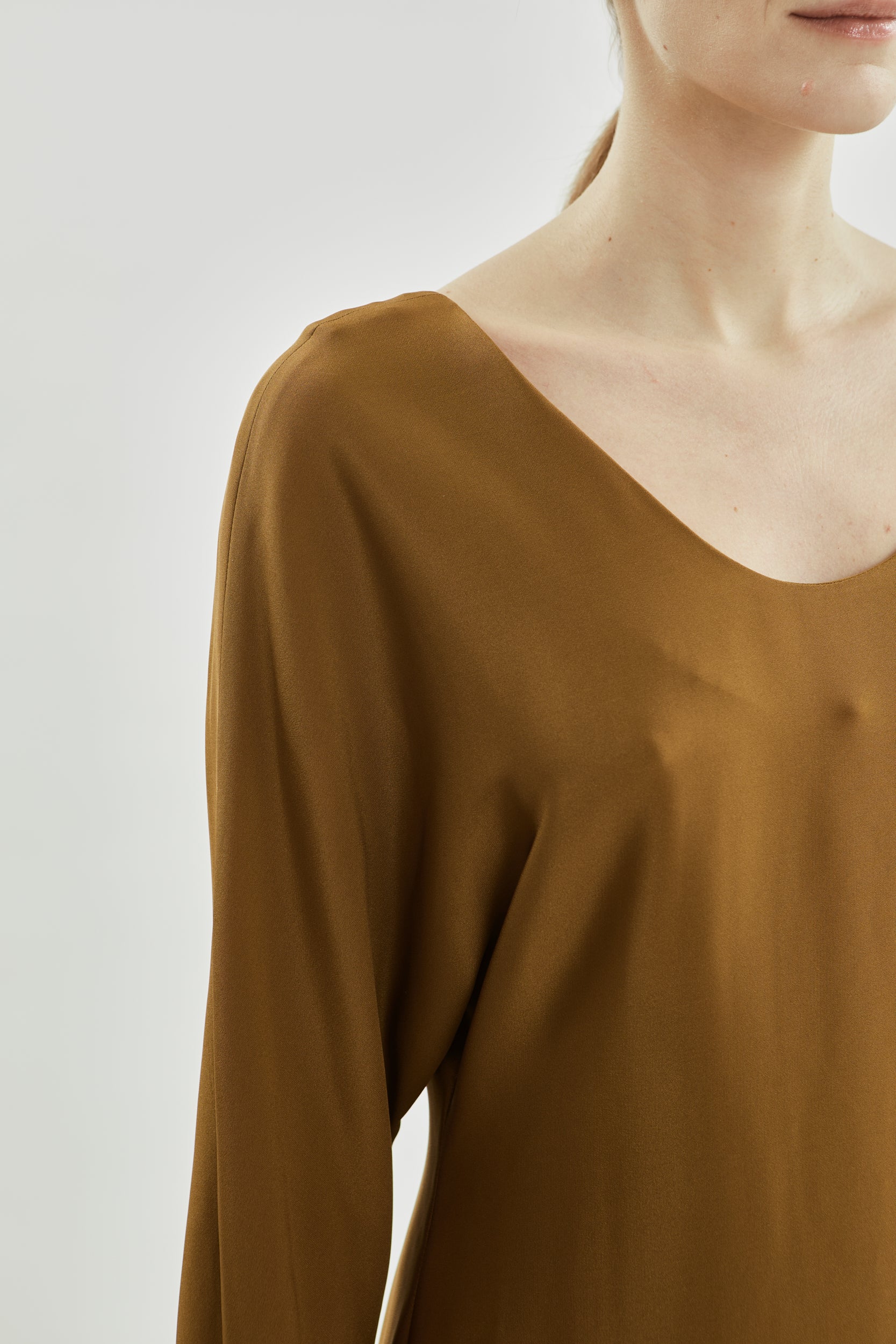 Angelina dress | Bronze - Crepe silk