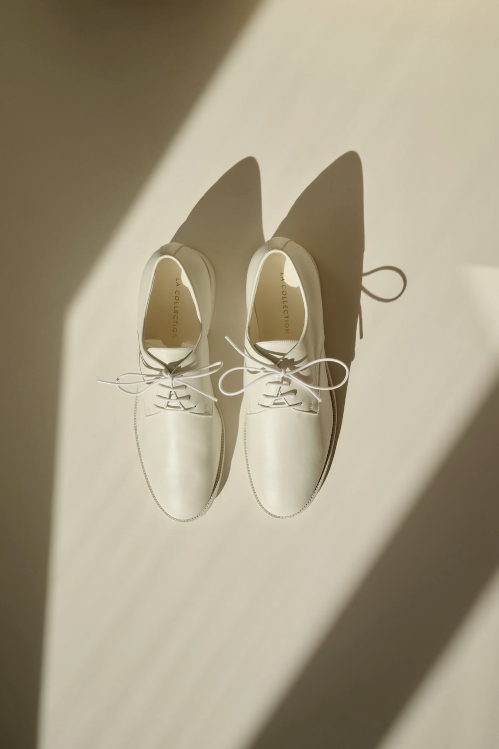 La Collection – Ari Derby Shoes in Cream Polished Calfskin