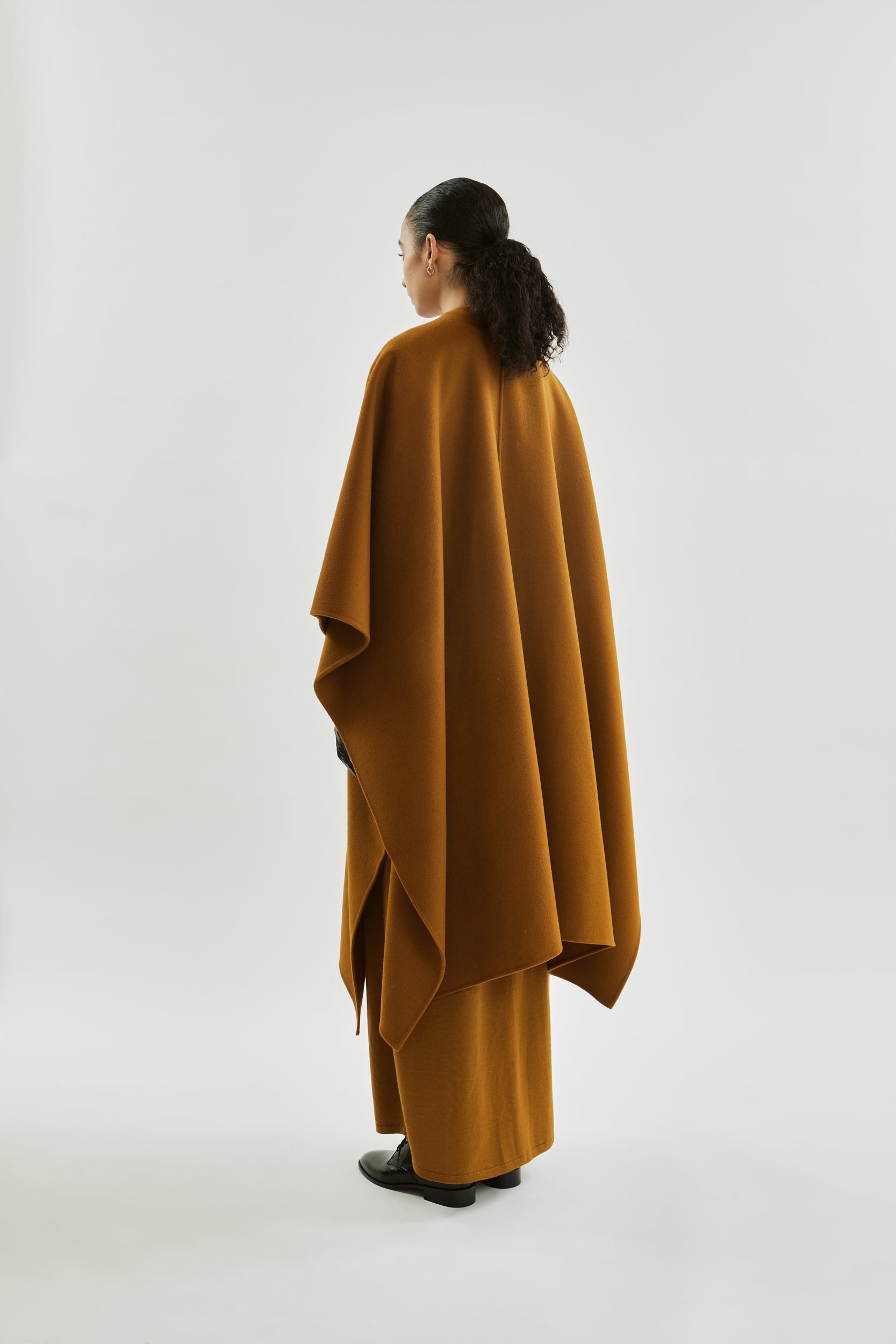 Aspen poncho | Caramel - Wool cashmere blend