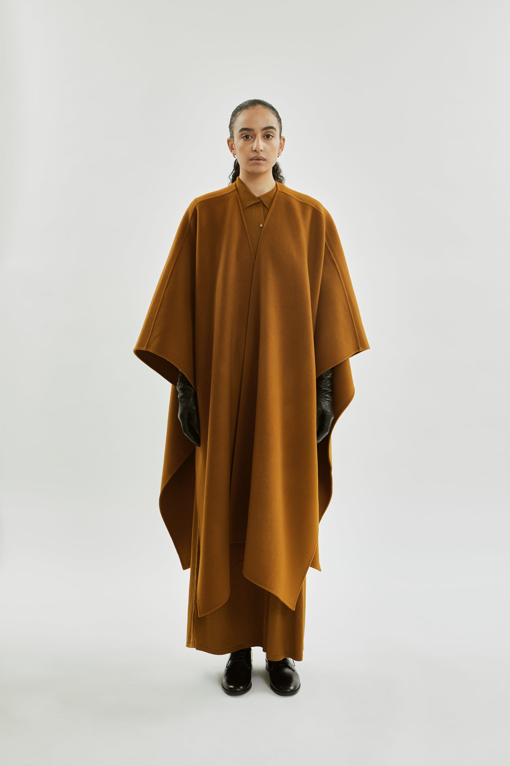 Aspen poncho | Caramel - Wool cashmere blend