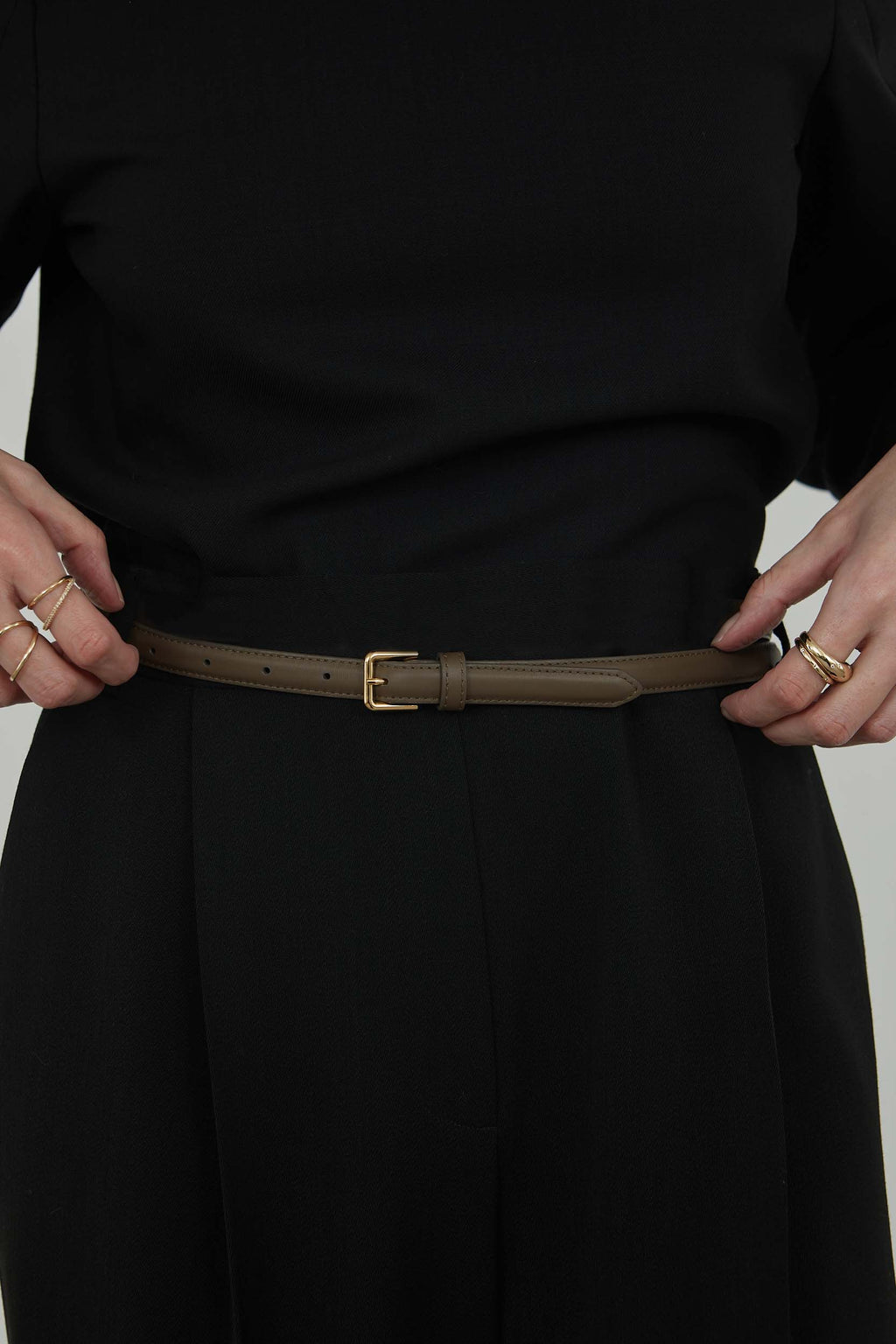 Bolonia single belt | Smoked moss - Leather