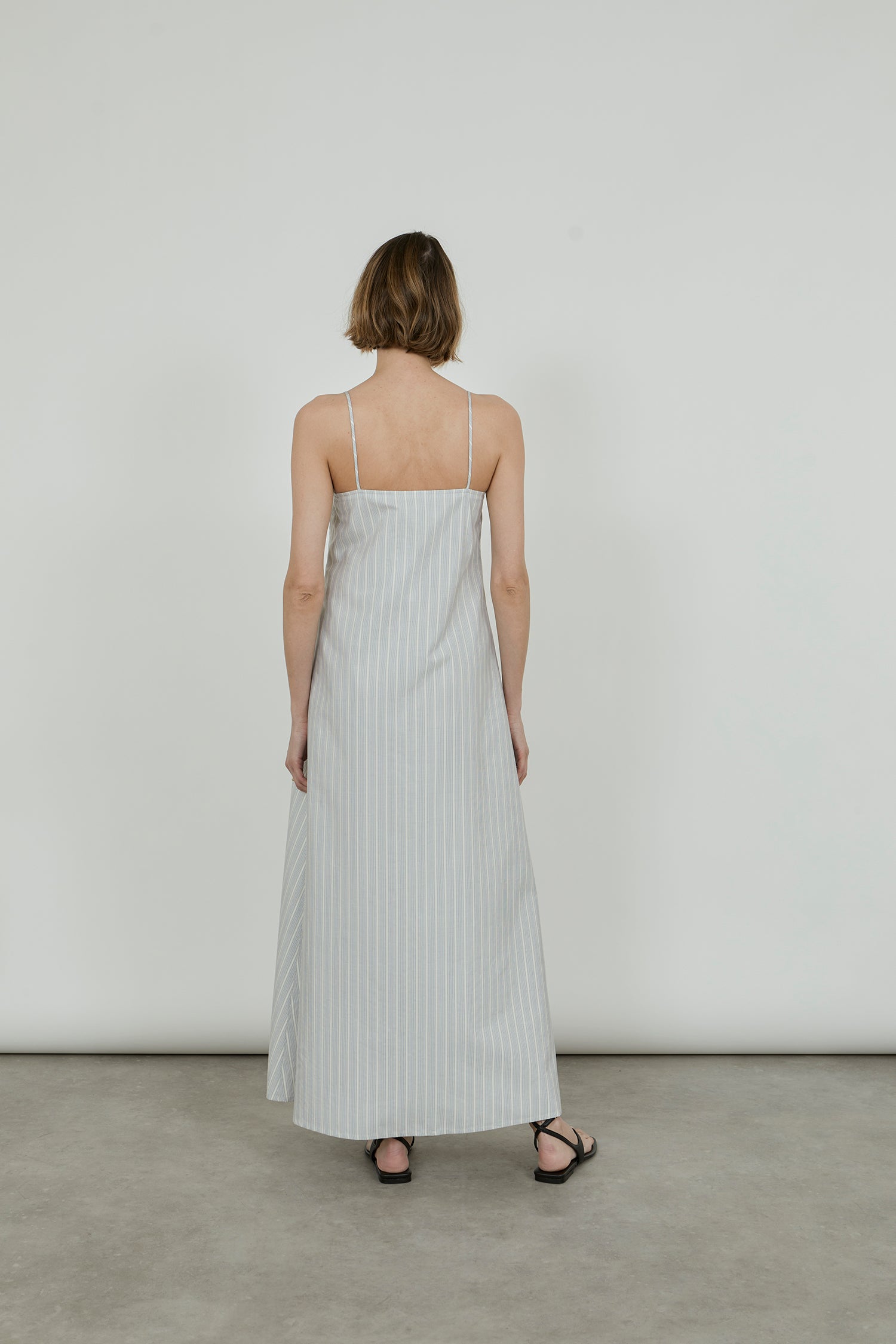 Christy dress | Striped blue cream - Silk-cotton blend