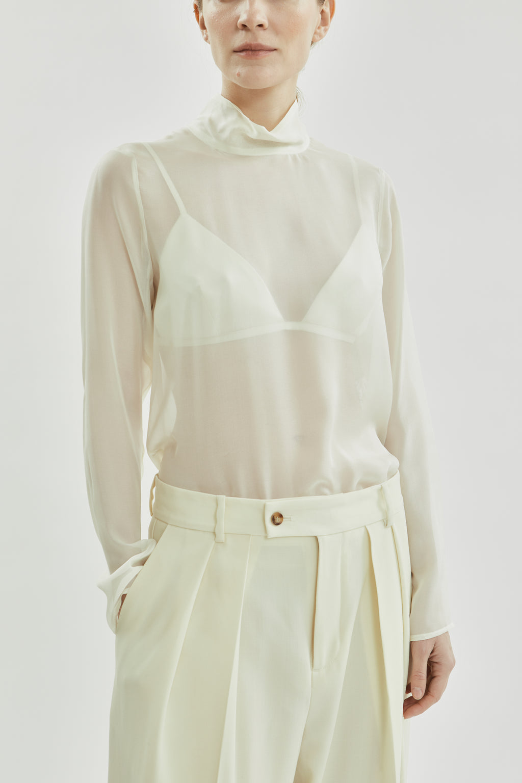 Clarice top | Off white - Chiffon silk