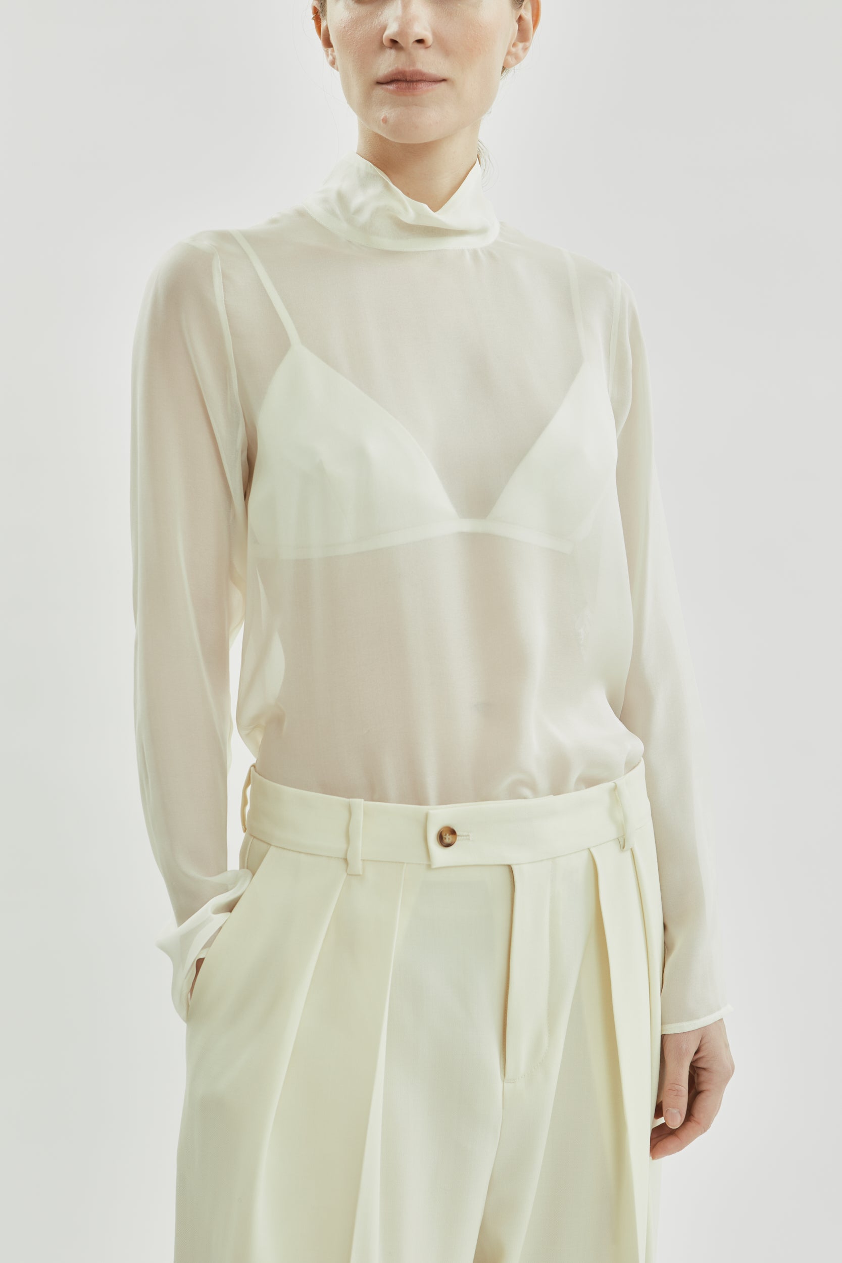 Clarice top | Off white - Chiffon silk