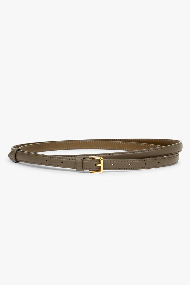 Colombina fine double belt | Smoked moss - Calfskin leather