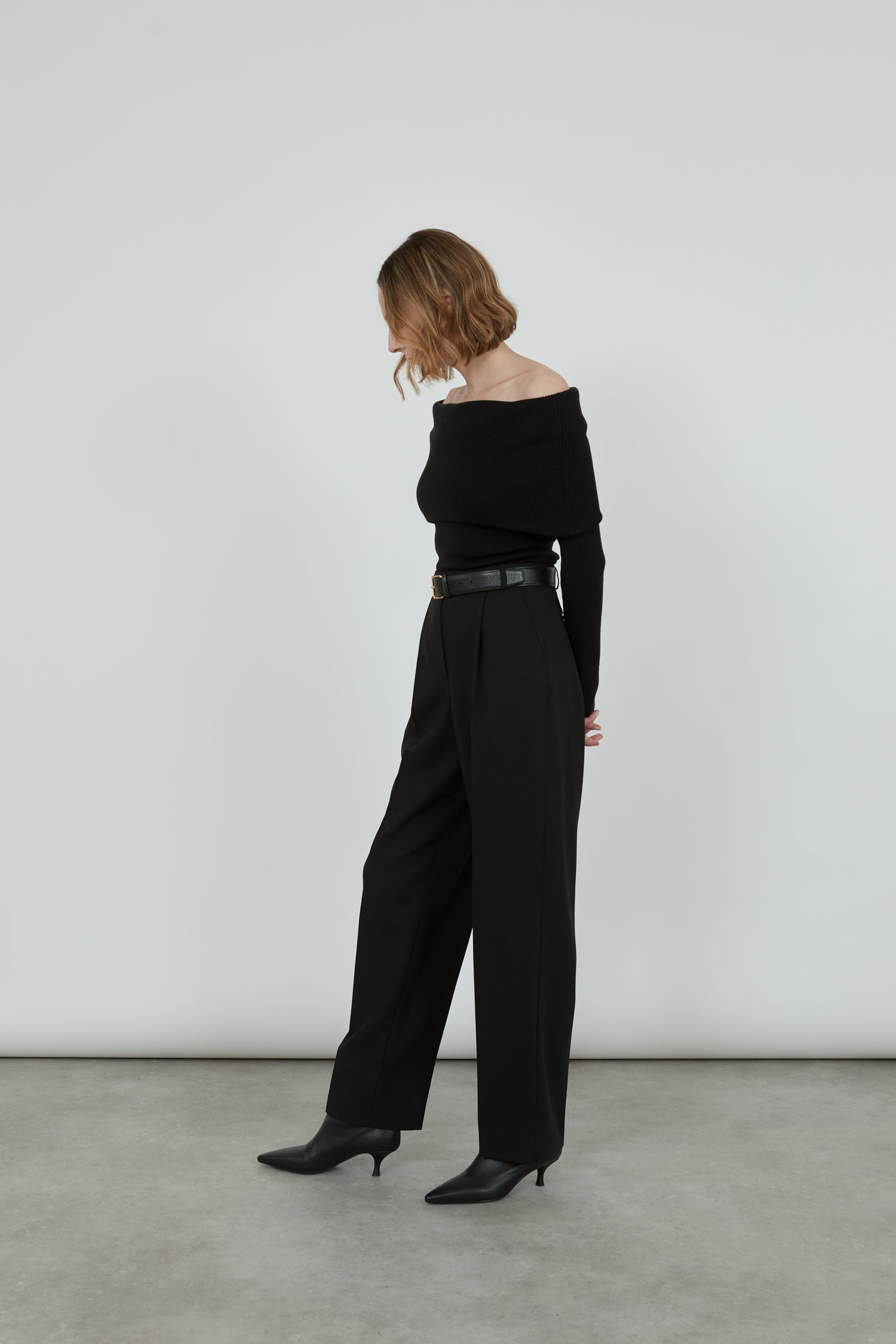 Cora knitted top | Black - Merino wool