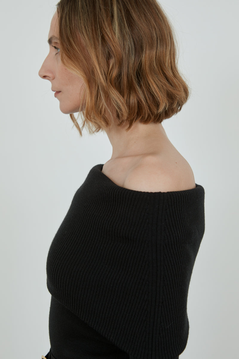 Cora knitted top | Black - Cashwool