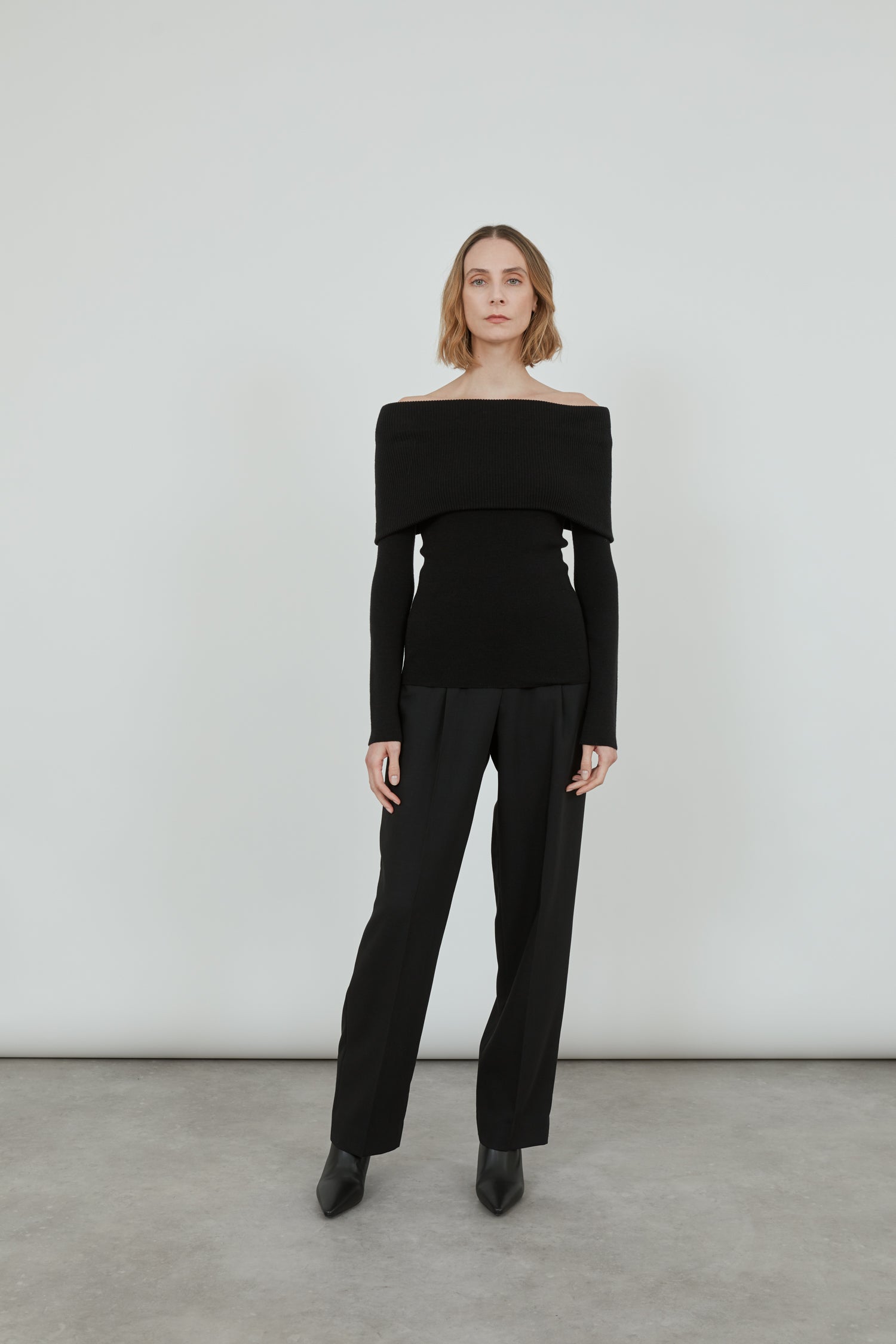 Cora knitted top | Black - Merino wool