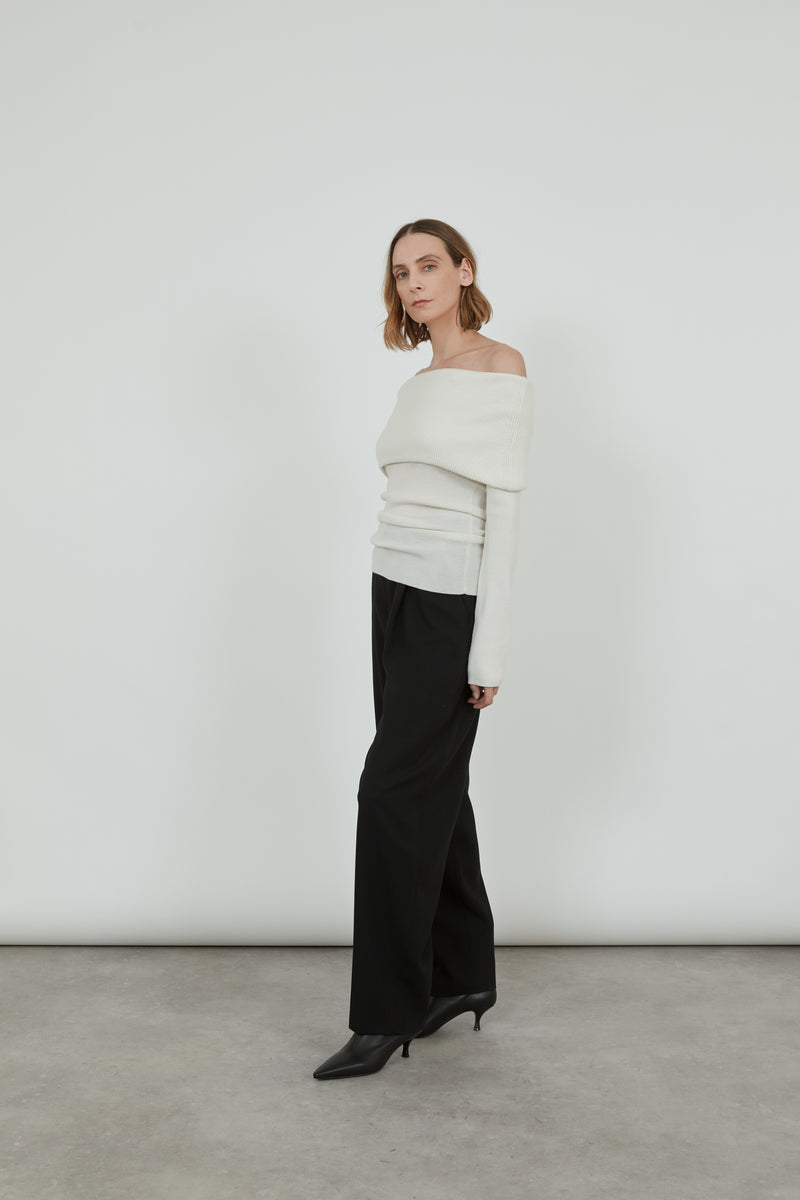 Cora knitted top | Offwhite - Cashwool