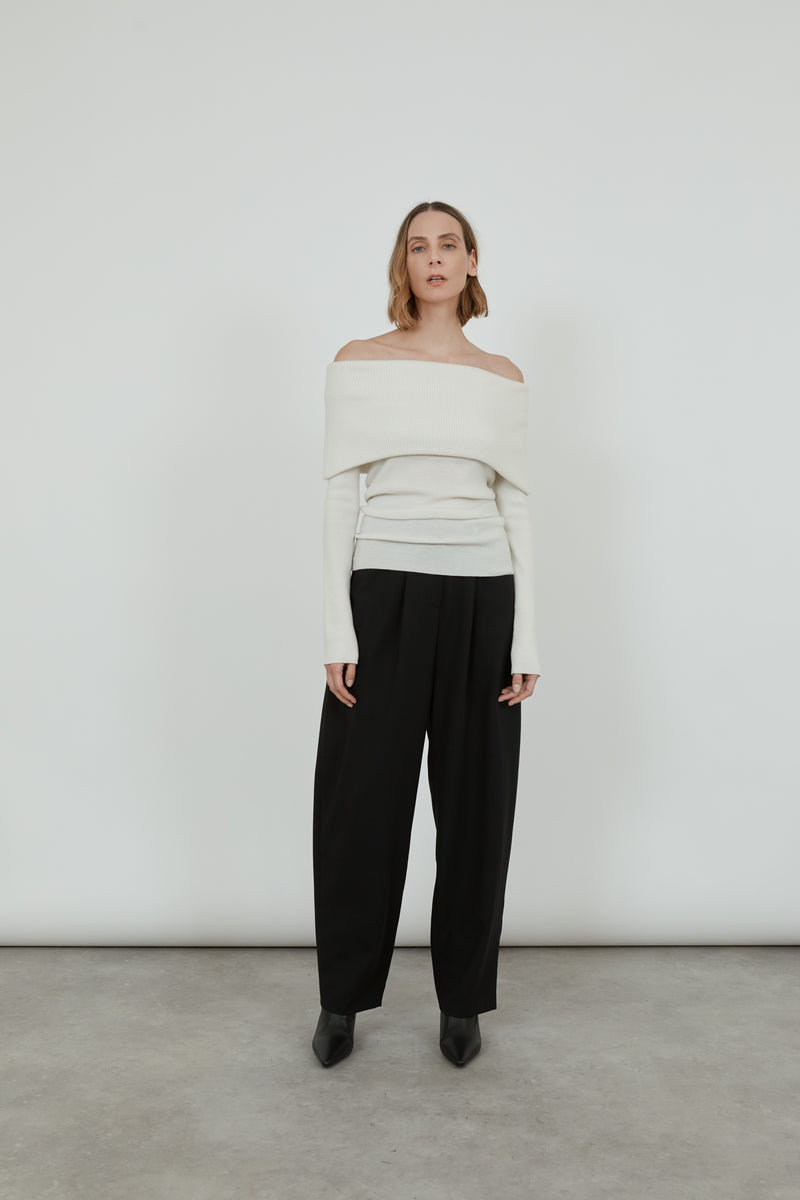 Cora knitted top | Offwhite - Cashwool
