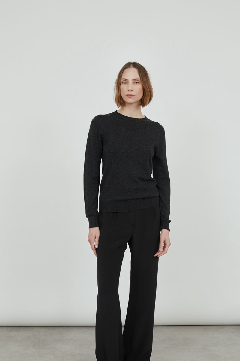 Maya knitted sweater | Dark grey - Ultrafine merino-cashmere-silk blend