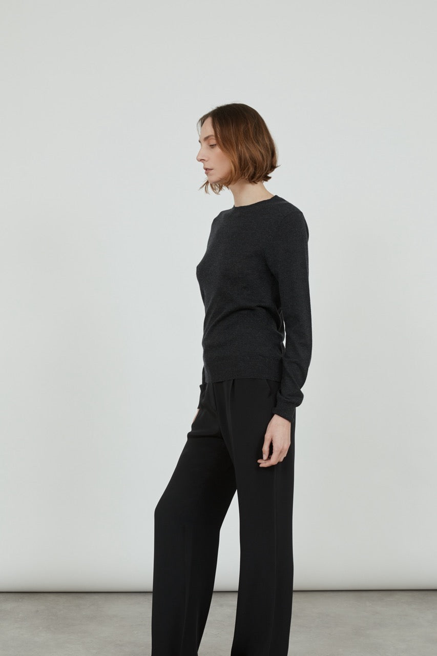 Maya knitted sweater | Dark grey - Ultrafine merino-cashmere-silk blend