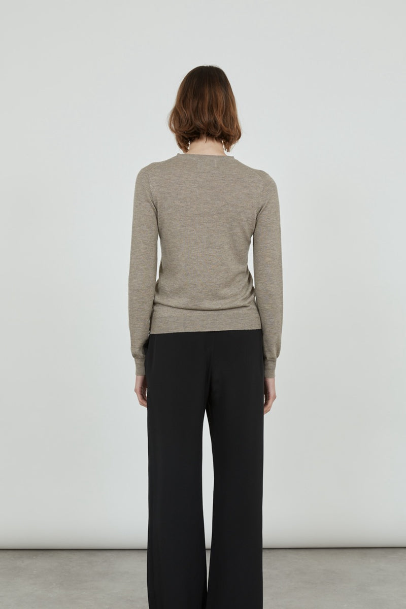 Maya knitted sweater | Biscuit - Ultrafine merino-cashmere-silk blend