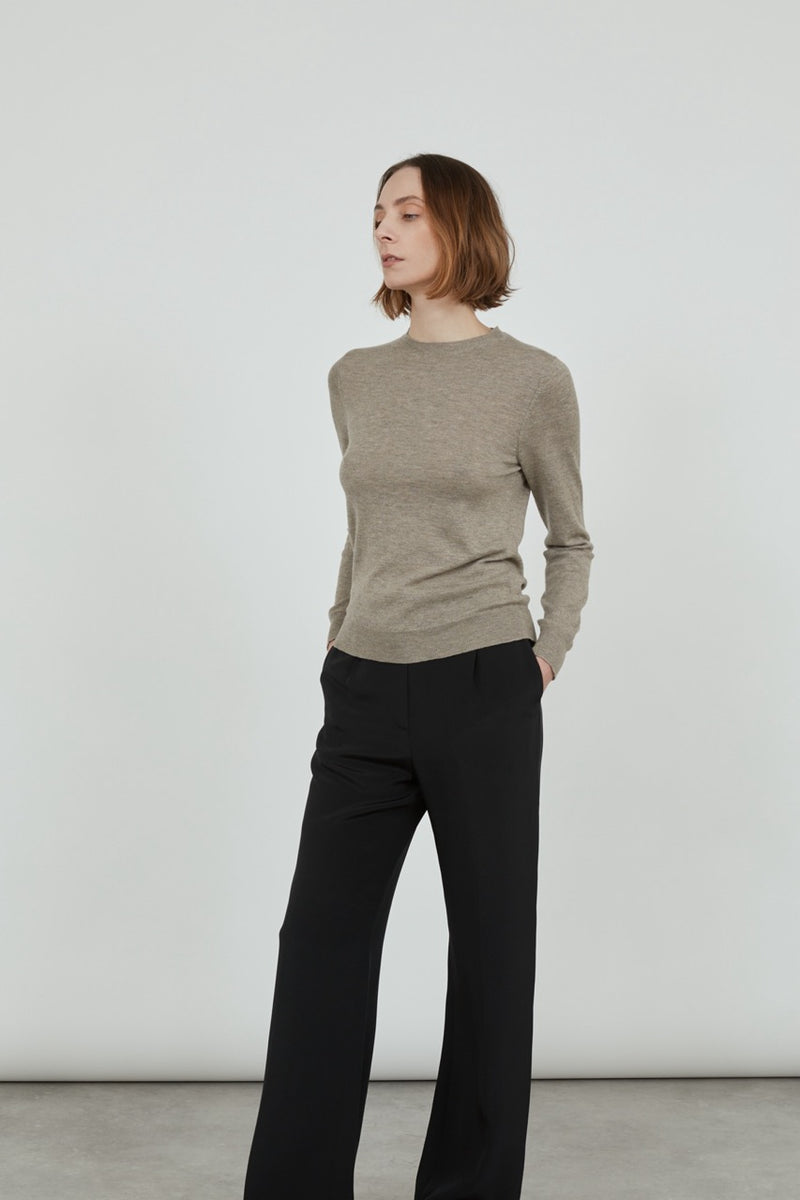 Maya knitted sweater | Biscuit - Ultrafine merino-cashmere-silk blend