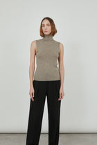 Deborah knitted top | Biscuit - Ultrafine merino-cashmere-silk blend