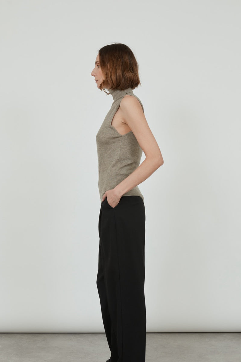 Deborah knitted top | Biscuit - Ultrafine merino-cashmere-silk blend