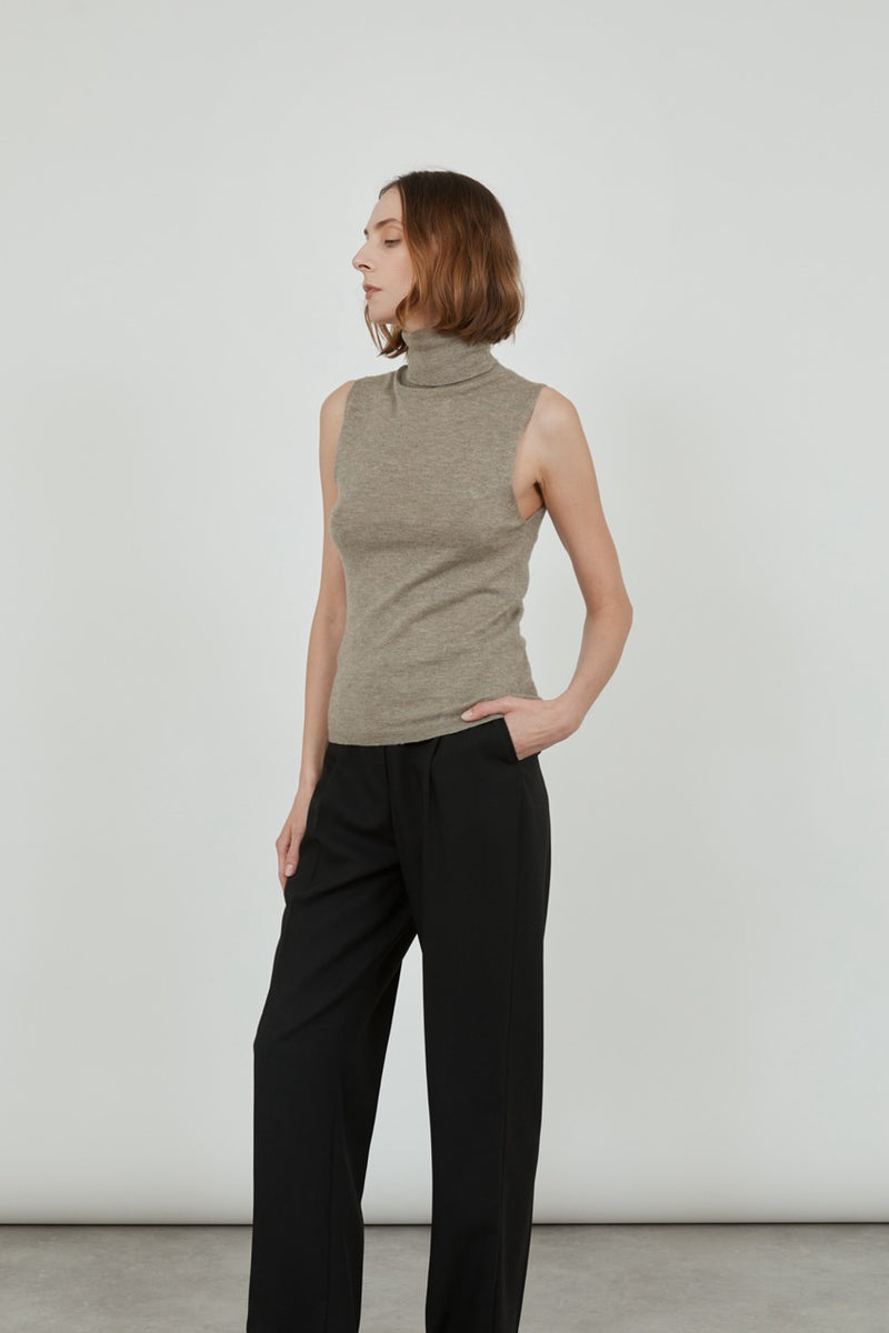 Deborah knitted top | Biscuit - Ultrafine merino-cashmere-silk blend