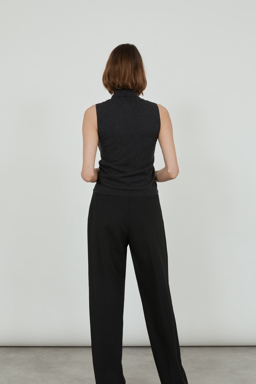 Deborah knitted top | Dark grey - Ultrafine merino-cashmere-silk blend