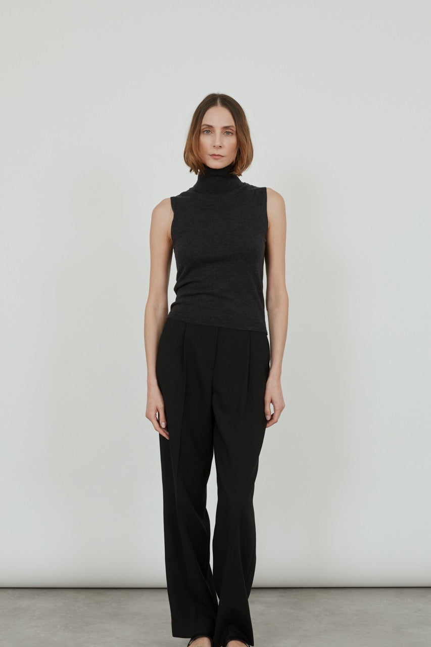 Deborah knitted top | Dark grey - Ultrafine merino-cashmere-silk blend