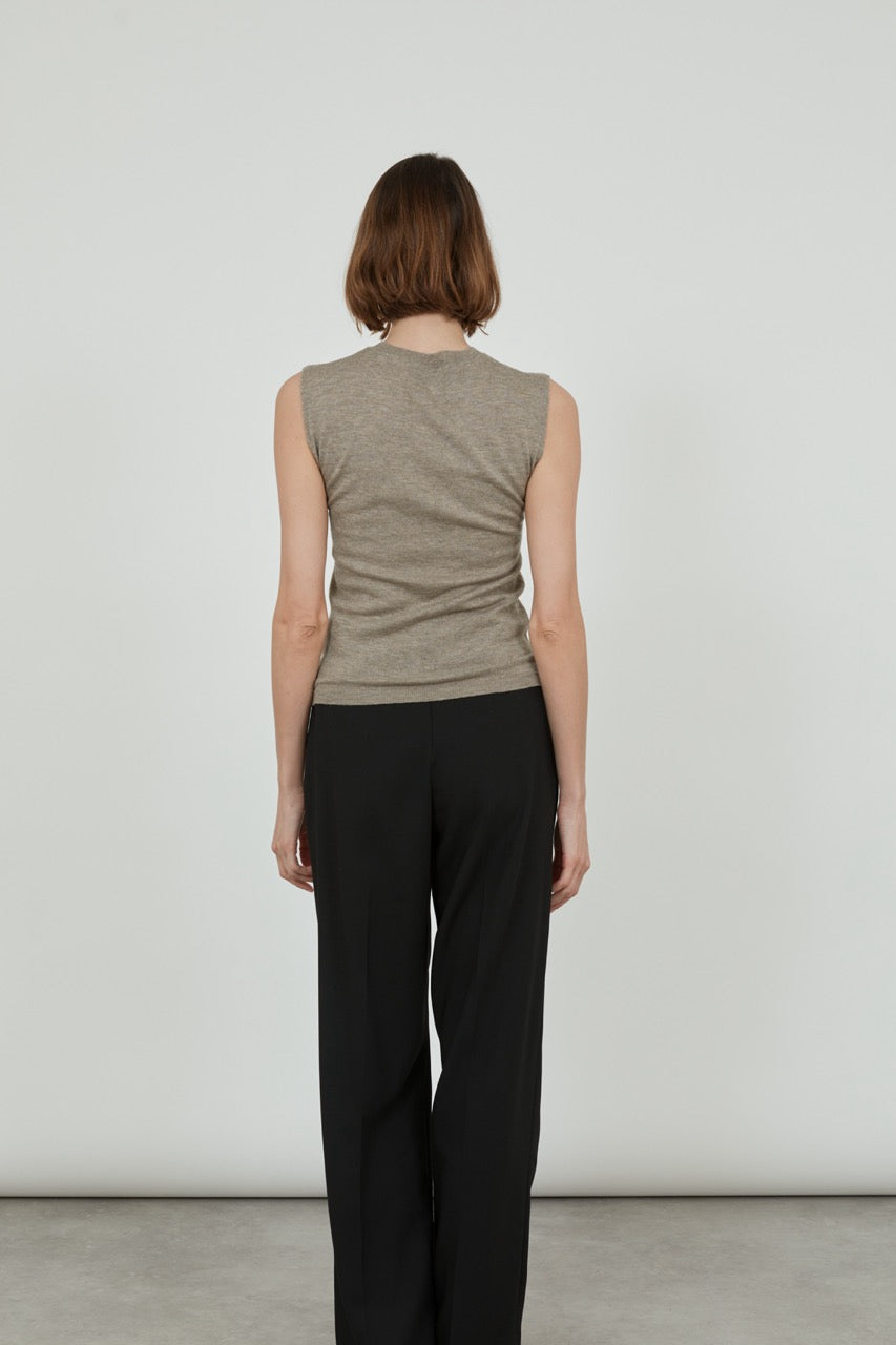 Emma knitted top | Biscuit - Ultrafine merino-cashmere-silk blend