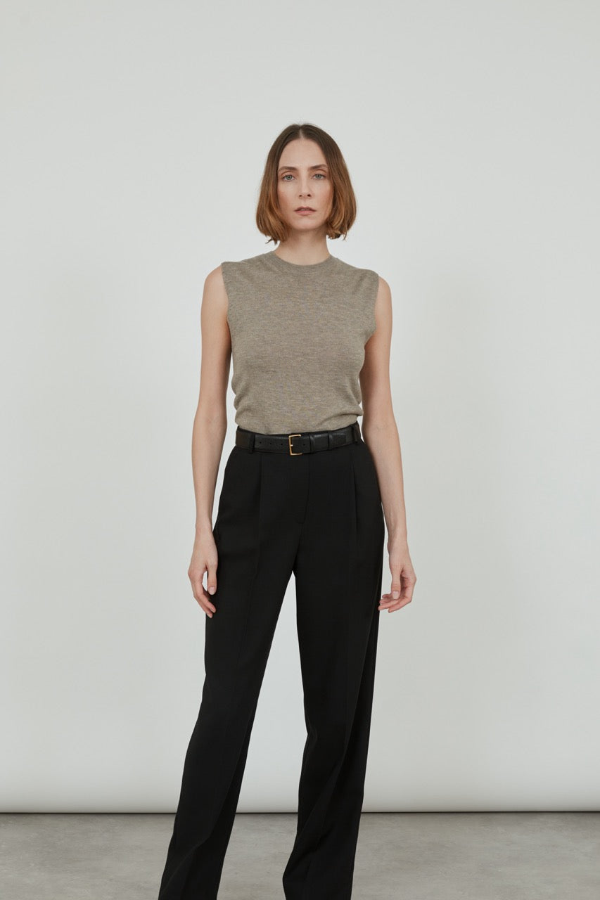 Emma knitted top | Biscuit - Ultrafine merino-cashmere-silk blend