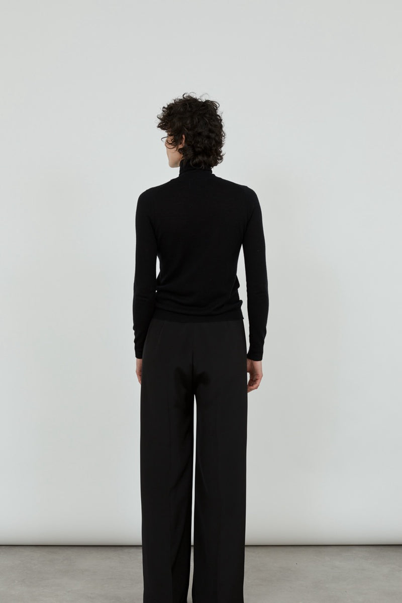 Frederica turtleneck knit | Black - Ultrafine merino-cashmere-silk blend