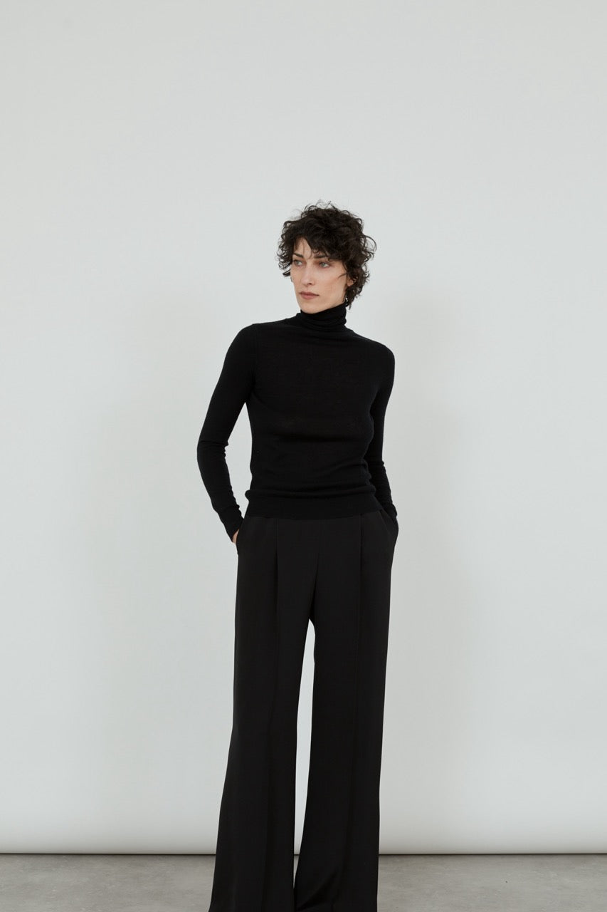 Frederica turtleneck knit | Black - Ultrafine merino-cashmere-silk blend