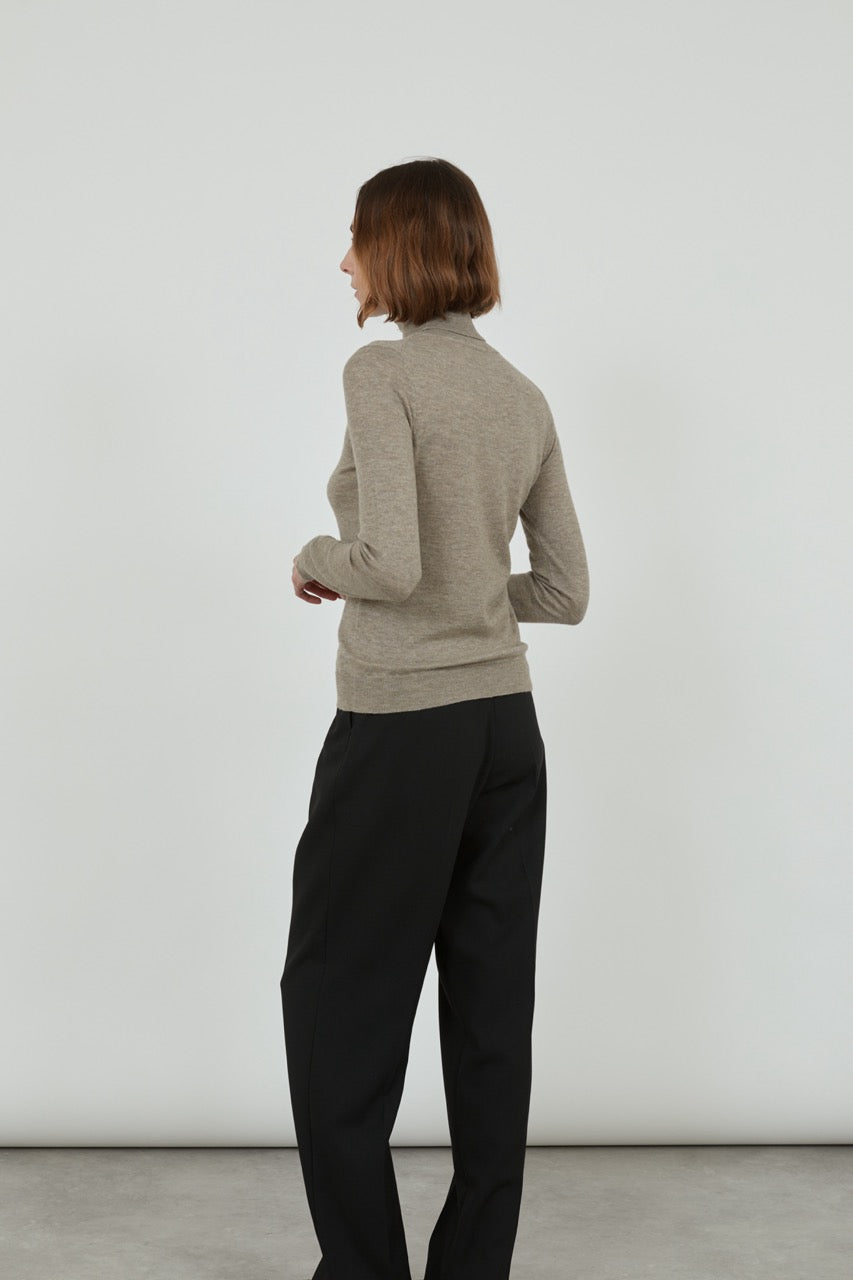 Frederica turtleneck knit | Biscuit - Ultrafine merino-cashmere-silk blend