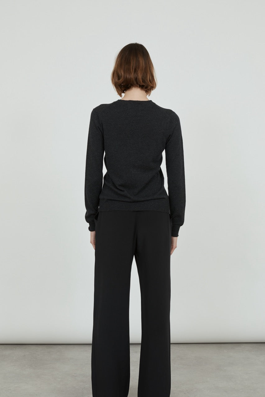 Maya knitted sweater | Dark grey - Ultrafine merino-cashmere-silk blend