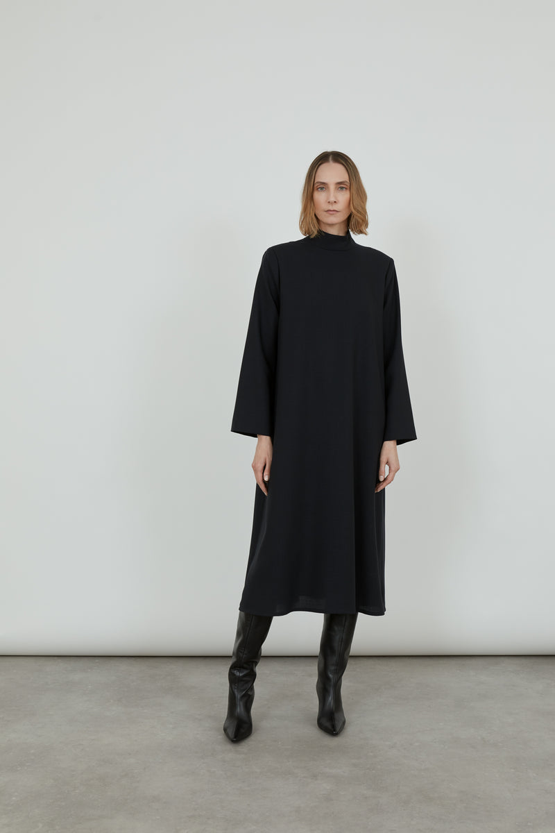 Delinah dress | Black - Virgin wool