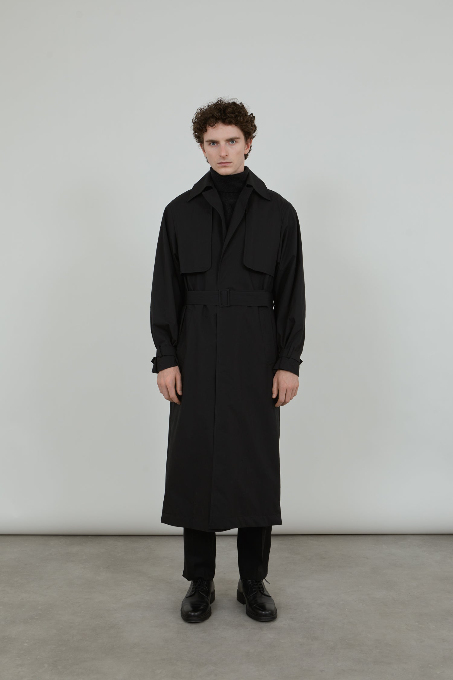 black cotton trench coat