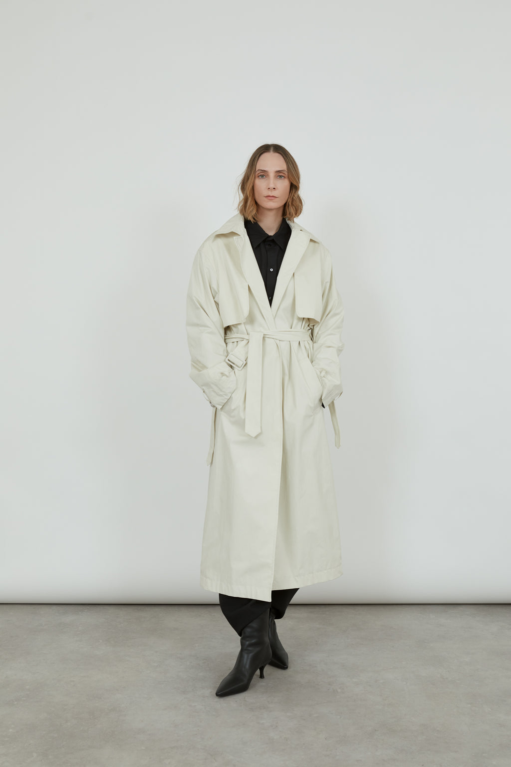 Evelyn coat | Off White - Water repellent cotton