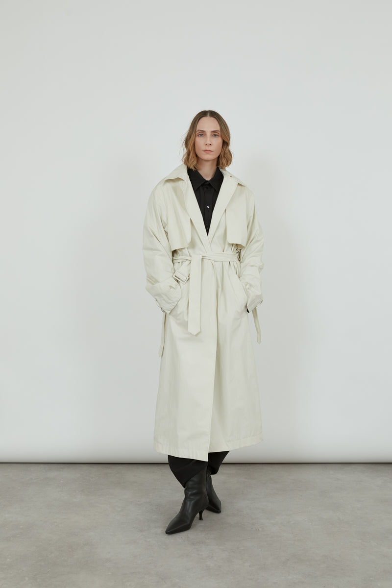 Evelyn coat | Off White - Water repellent cotton