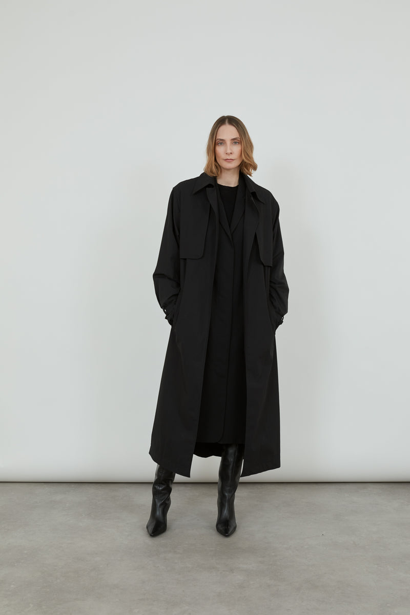Evelyn coat | Black - Water repellent cotton