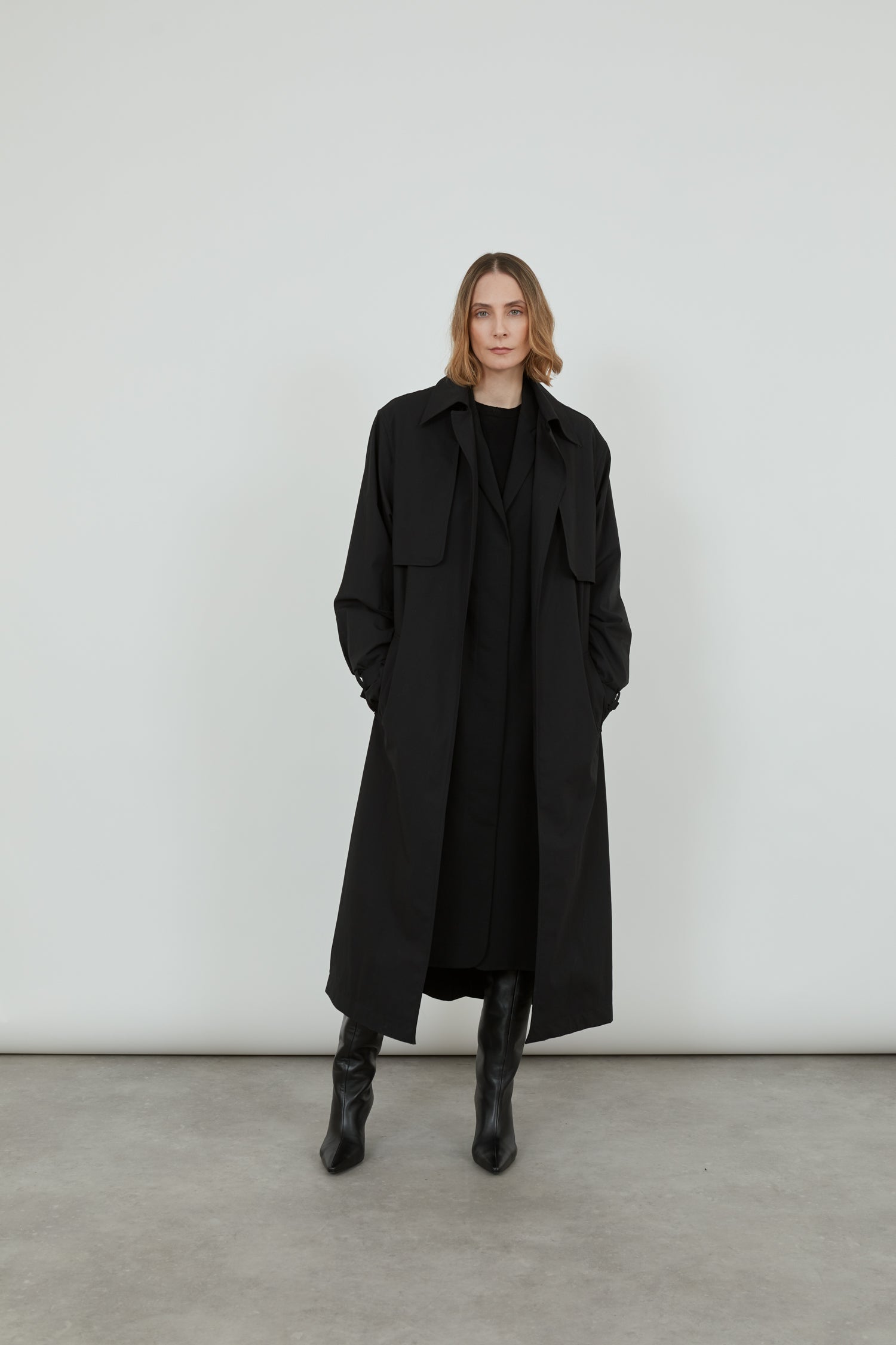 black water repellent rain coat