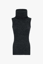 Fay turtleneck knit | Charcoal & black - Egyptian cotton & cashmere blend