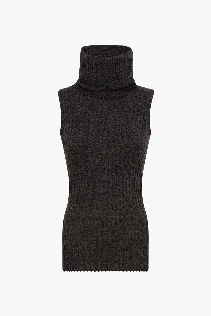 Fay turtleneck knit | Charcoal & moss - Egyptian cotton & cashmere blend