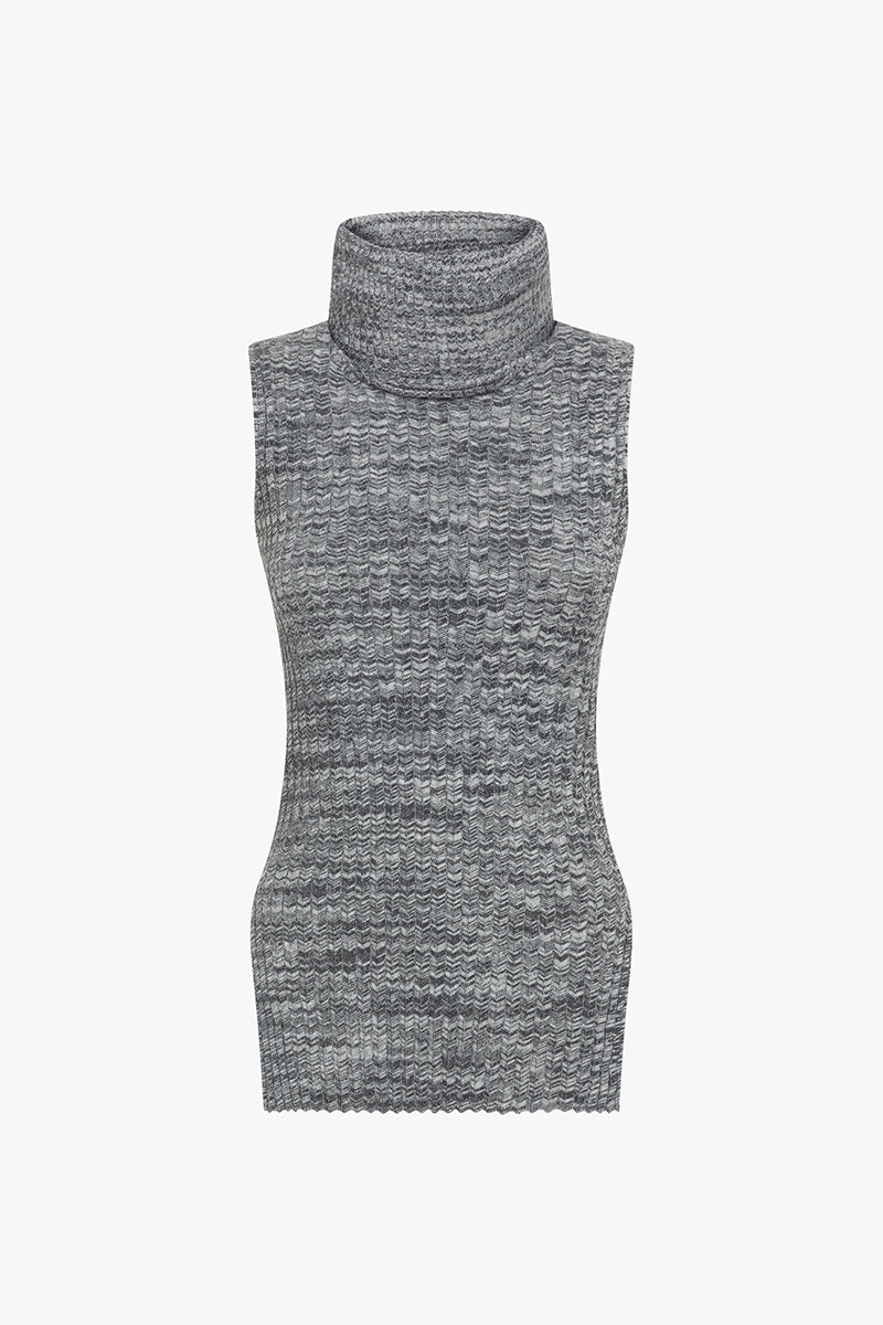 Fay turtleneck knit | Charcoal & off white - Egyptian cotton & cashmere blend