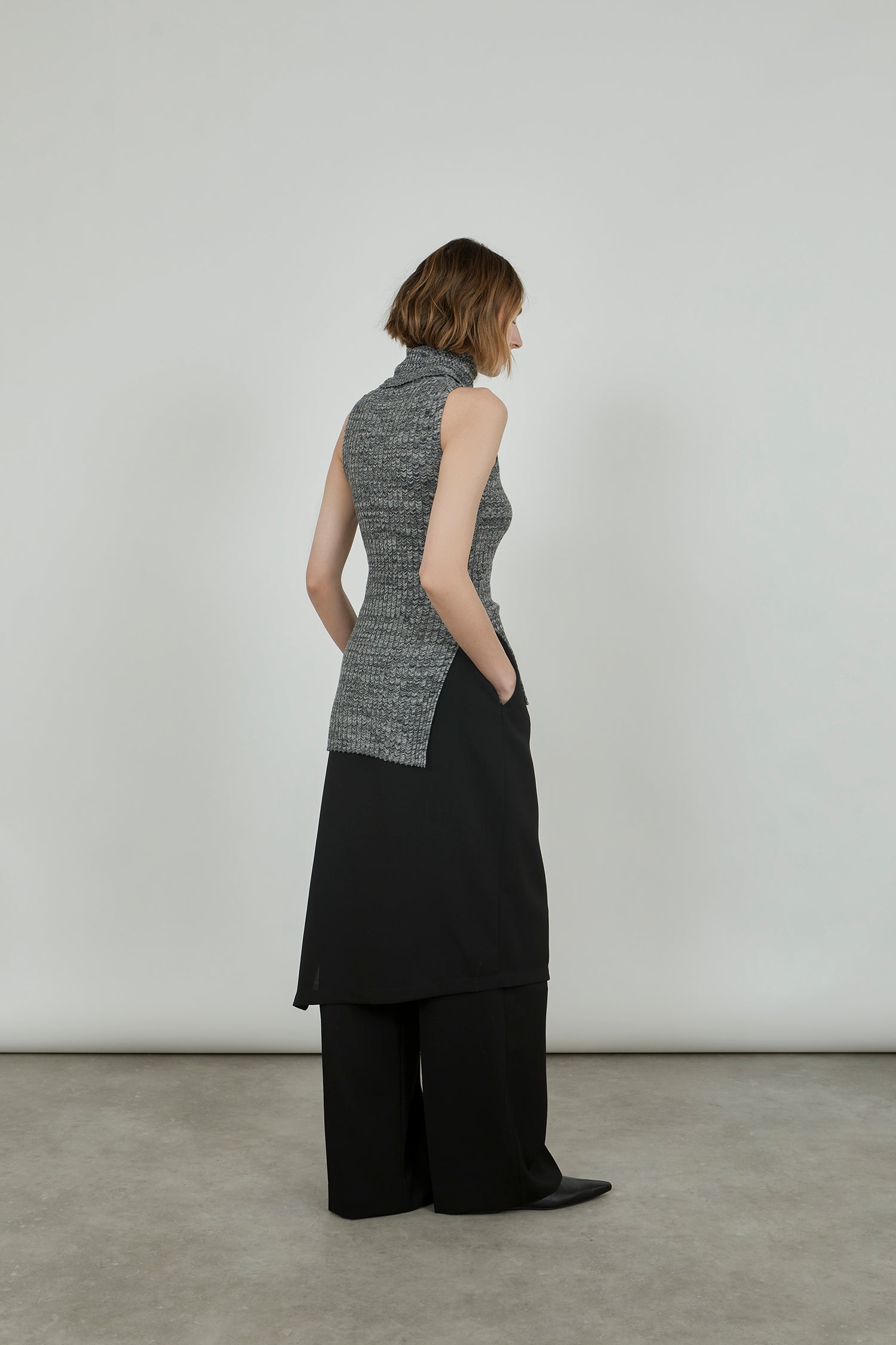 Fay turtleneck knit | Charcoal & off white - Egyptian cotton & cashmere blend